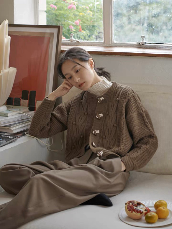 EVISU DONNA カウチンセーター ニットブラウン 38 カーディガン EVISU DONNA カウチンセーター ニットブラウン 38 カーディガン EVISU