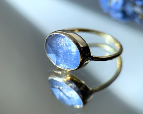 受注制作】カイヤナイト × ローズカットクォーツ ダブレットストーン