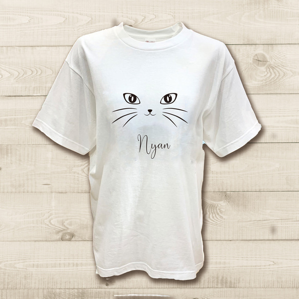 半袖Tシャツ猫ちゃん ドアップフェイスイラスト ニャンコ かわいいネコ