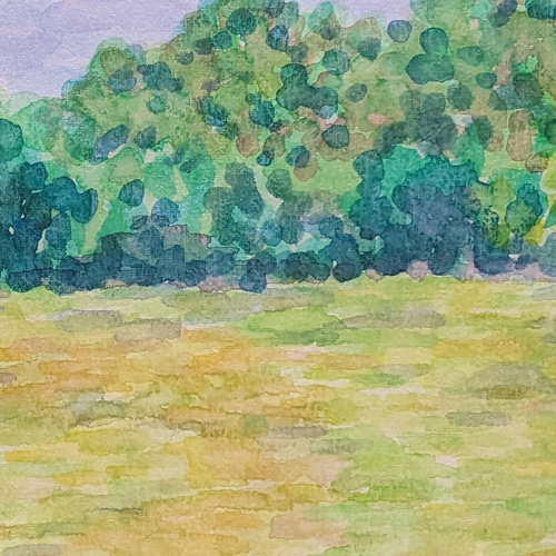 絵画 水彩画　初秋の風景 (原画) 水彩画原画 紅葉の小径 ＃479 | iichi 日々の暮らしを心地よく