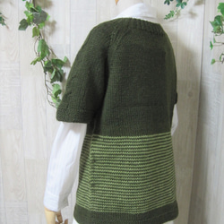 ウール100％　手編みで高品質の半袖セーター　S088 8枚目の画像