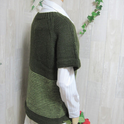 ウール100％　手編みで高品質の半袖セーター　S088 5枚目の画像