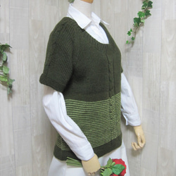 ウール100％　手編みで高品質の半袖セーター　S088 2枚目の画像