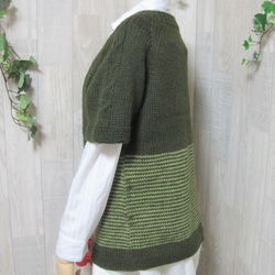 ウール100％　手編みで高品質の半袖セーター　S088 7枚目の画像