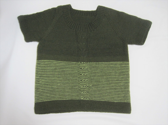 ウール100％　手編みで高品質の半袖セーター　S088 9枚目の画像