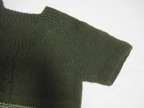 ウール100％　手編みで高品質の半袖セーター　S088 11枚目の画像