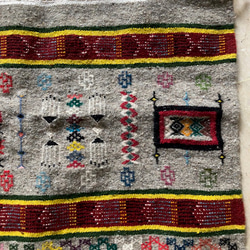 手織りキリム　ベルベルアマジグの文様をカラフルに細かく織り込んだ　キリムM ガフサ86　約80X128㎝ 4枚目の画像