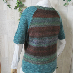 ウール100％　手編みで高品質の半袖セーター　S091 10枚目の画像