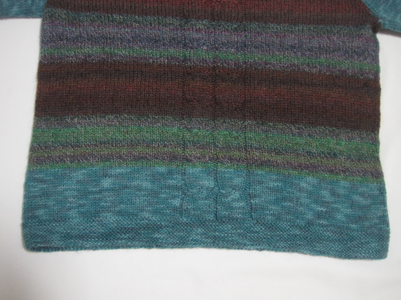 ウール100％　手編みで高品質の半袖セーター　S091 14枚目の画像