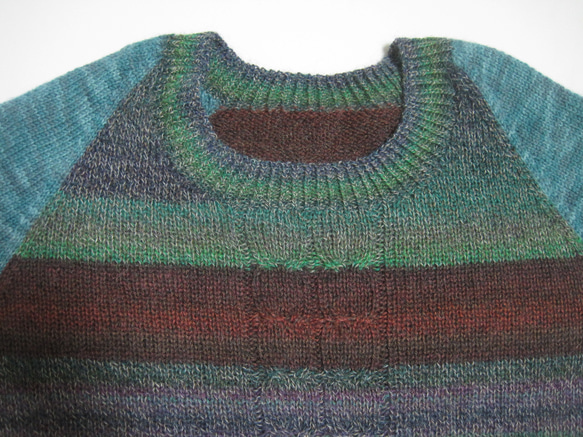 ウール100％　手編みで高品質の半袖セーター　S091 12枚目の画像