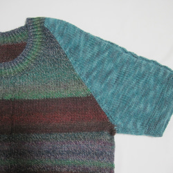 ウール100％　手編みで高品質の半袖セーター　S091 15枚目の画像