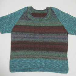ウール100％　手編みで高品質の半袖セーター　S091 11枚目の画像