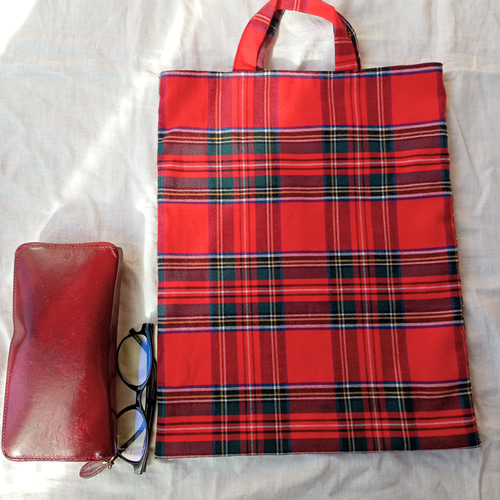 PORTER レッドチェック トートバッグ top.jpg