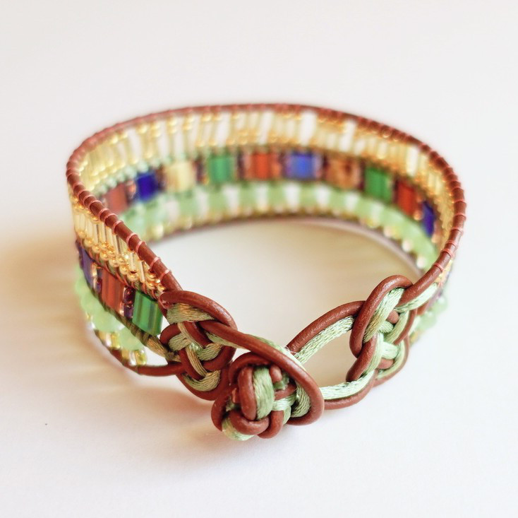 本革紐 2色3段 ブレスレット