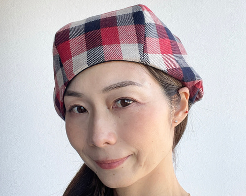 Jane 深い Marple 別珍リボン付き ベレー帽 赤 - 帽子