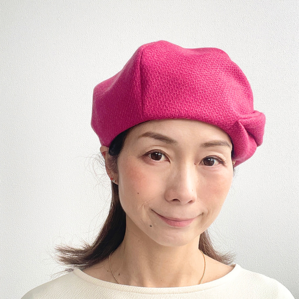 【受注製作】赤 リボンベレー ベレー帽 帽子 リボン 大人可愛い おしゃれ 40代 大きい 小さい 19枚目の画像