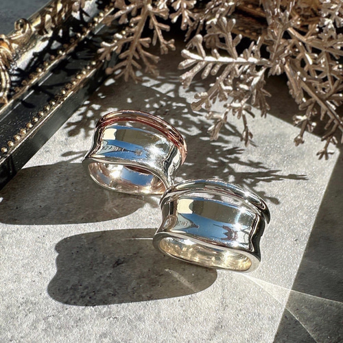 ☆重ねづけ風バイカラーワイドSV925リングR3225 指輪・リング Ringo