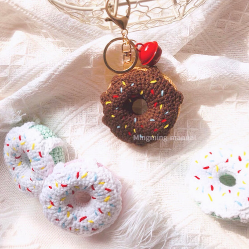 4色 ドーナツ キーリング☆ペンダント&オーナメント&掛け飾り&携帯