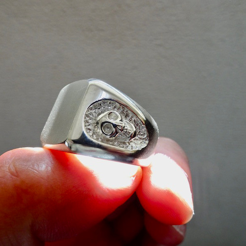 仁尾彫金『ラッキースカル印台リング』ハンドメイド244 指輪・リング  