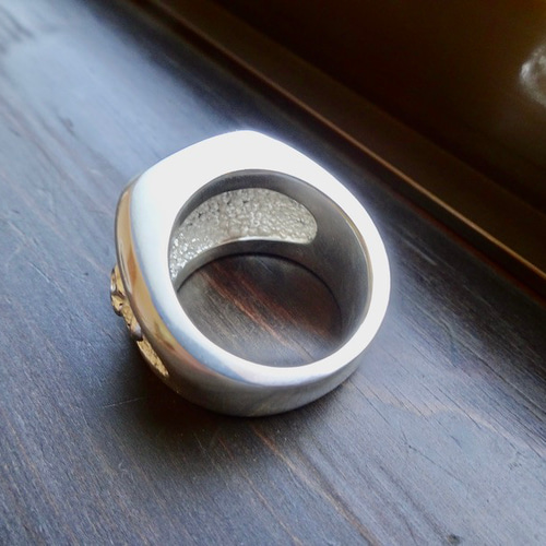 仁尾彫金『ラッキースカル印台リング』ハンドメイド244 指輪・リング  