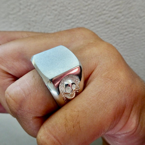 仁尾彫金『ラッキースカル印台リング』ハンドメイド244 指輪・リング  