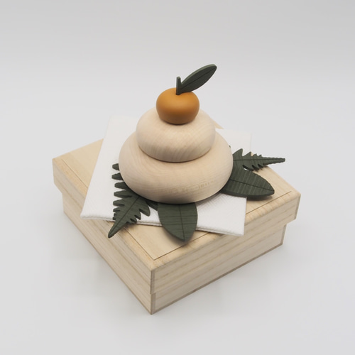 木の鏡餅 きのいい鏡餅 桐箱・金襴敷布付き その他インテリア雑貨