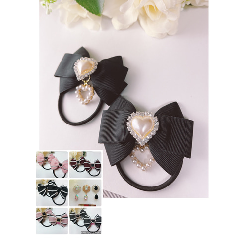 No.712 キッズ ヘアゴム リボン ハンドメイド ツイン プリンセス