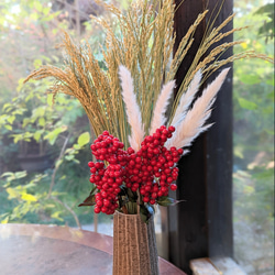 新年に福よ来い！南天の実と稲 テールリードの花材セット インテリア