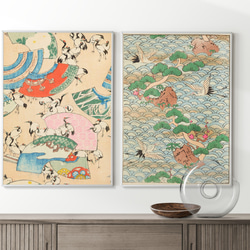 【NO.424】鶴と扇の日本画アートポスター☆お正月和柄和室インテリア和モダン大正ロマンA3A2A1B5B4B3B2B1 8枚目の画像