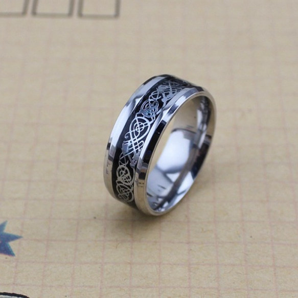 AOI Jewel 指輪 メンズ リング かっこいい ドラゴン 竜 龍紋 平打ち 8mm 8枚目の画像