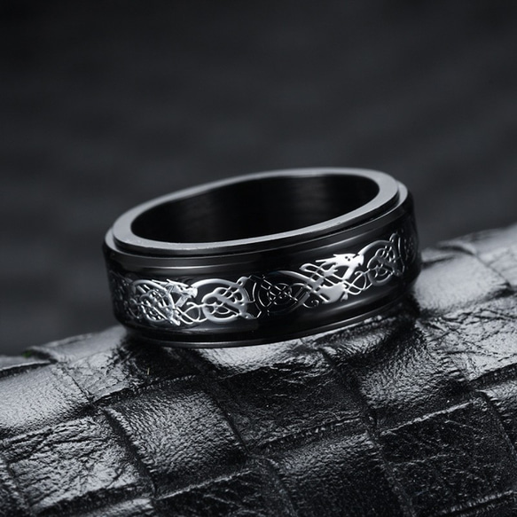 AOI Jewel 指輪 メンズ リング かっこいい ドラゴン 竜 龍紋 平打ち 8mm 6枚目の画像