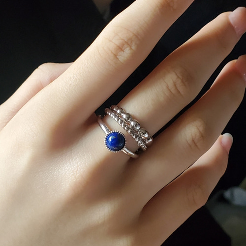 12月誕生石ラピスラズリ重ね付け2点セット、個性的なシルバー925