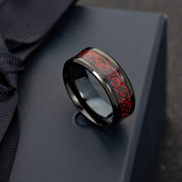 AOI Jewel 指輪 メンズ リング かっこいい ドラゴン 竜 龍紋 平打ち 8mm 4枚目の画像