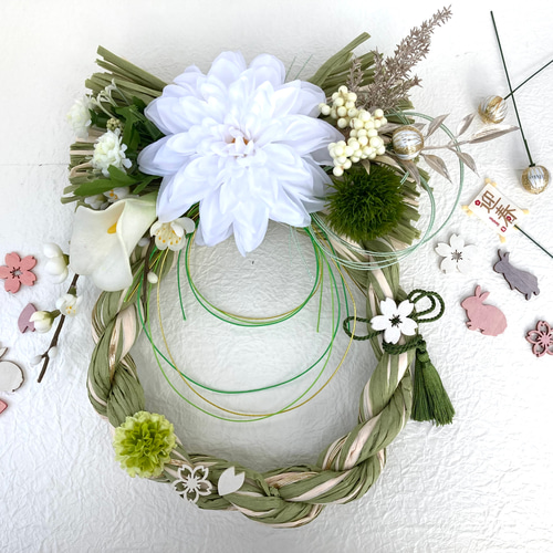 新春しめ縄 超早割お正月2026 アーティシャルフラワー 外の玄関にも