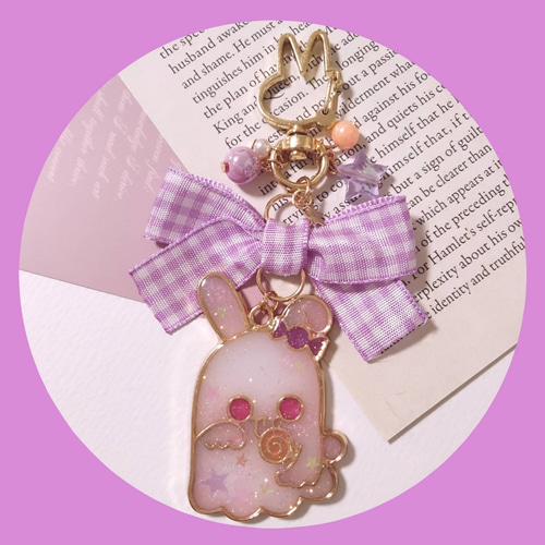 ウサギA　レジンヘアゴム　ペンダント　キーホルダー　クリア　夏彩花 hq720.jpg?sqp=-