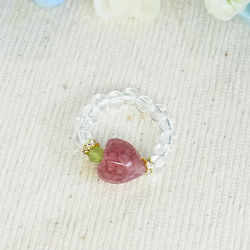 ♡可愛い 苺♡リング＆ストラップ ストロベリークォーツ/ピンクエピドート ペリドット 指輪 赤 天然石アクセサリーG80 8枚目の画像