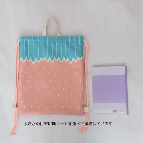◇35×42 ✩.*˚可愛いいちご✩.*˚ナップサック 持ち手 内布付き 体操服