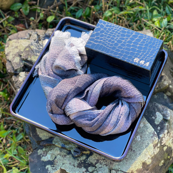 橙緑屋　正絹うずらちりめんストール　二巾　絹100% 送料無料 5枚目の画像