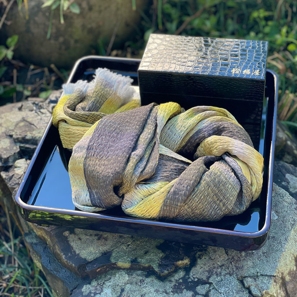 橙緑屋　正絹うずらちりめんストール　二巾　絹100% 送料無料 6枚目の画像