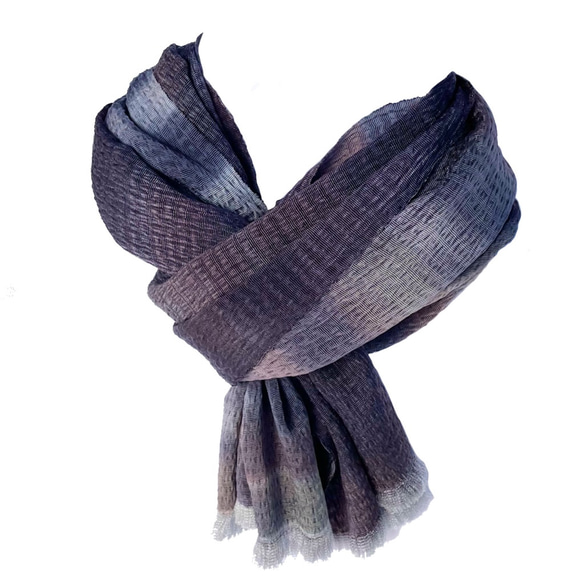 橙緑屋　正絹うずらちりめんストール　二巾　絹100% 送料無料 4枚目の画像