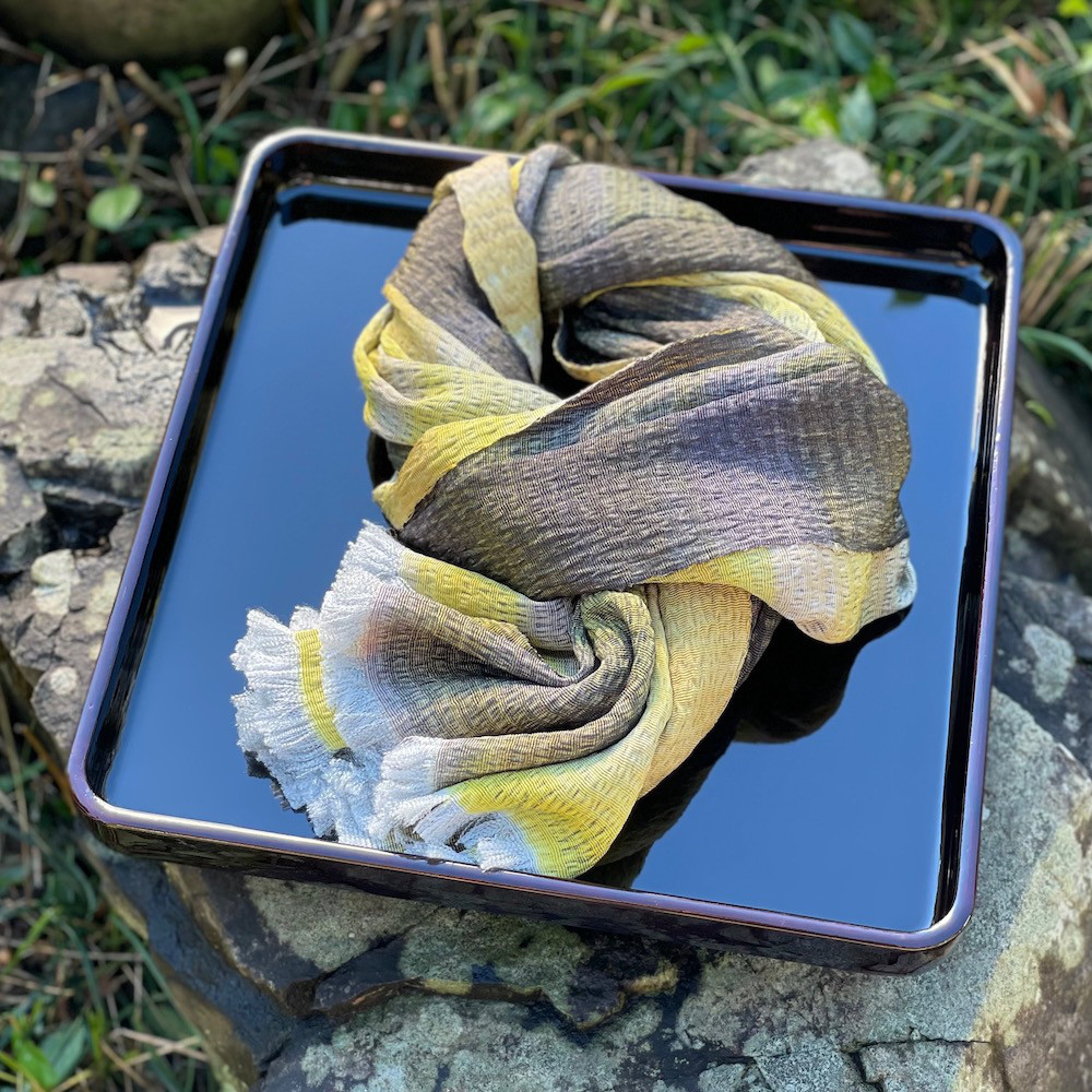 橙緑屋　正絹うずらちりめんストール　二巾　絹100% 送料無料