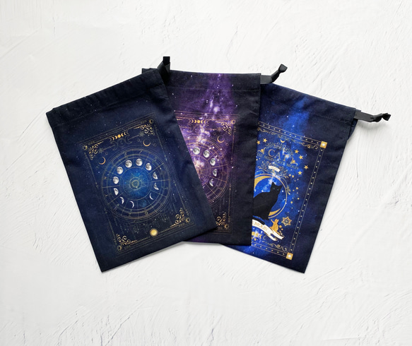 星と銀河の宇宙柄 巾着袋 7枚目の画像