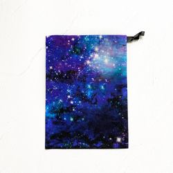 星と銀河の宇宙柄 巾着袋 3枚目の画像