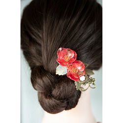 お花の色が選べます　椿のヘアクリップ 　髪飾り　ヘアアクセサリー　 14枚目の画像
