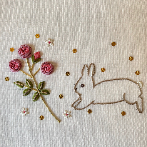 刺繍リトルアート うさぎと薔薇 その他アート Kana Sanse 通販