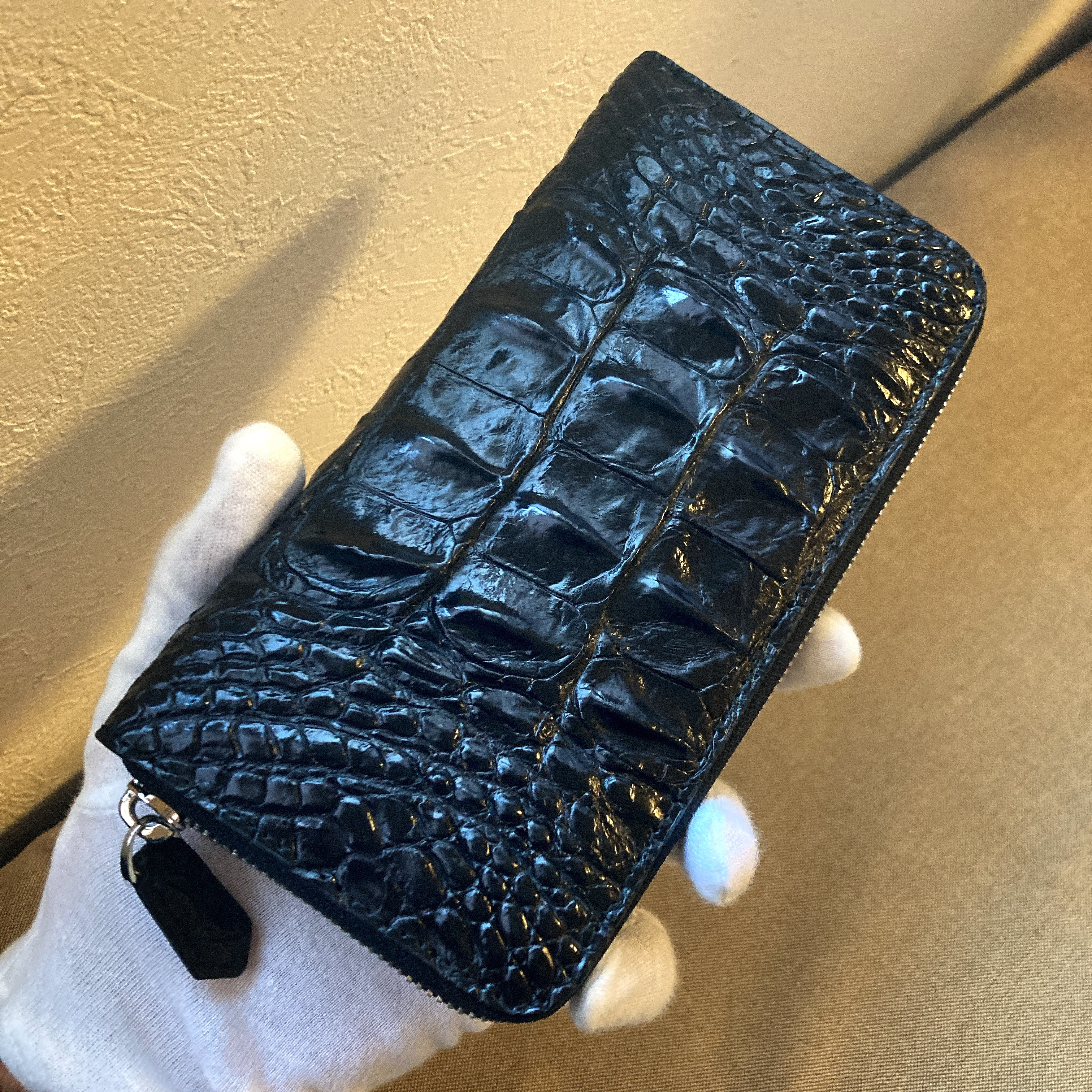 特注 クロコダイル長財布 ワニ×ヘビ 背革 小銭入れあり 一枚革 H2 長