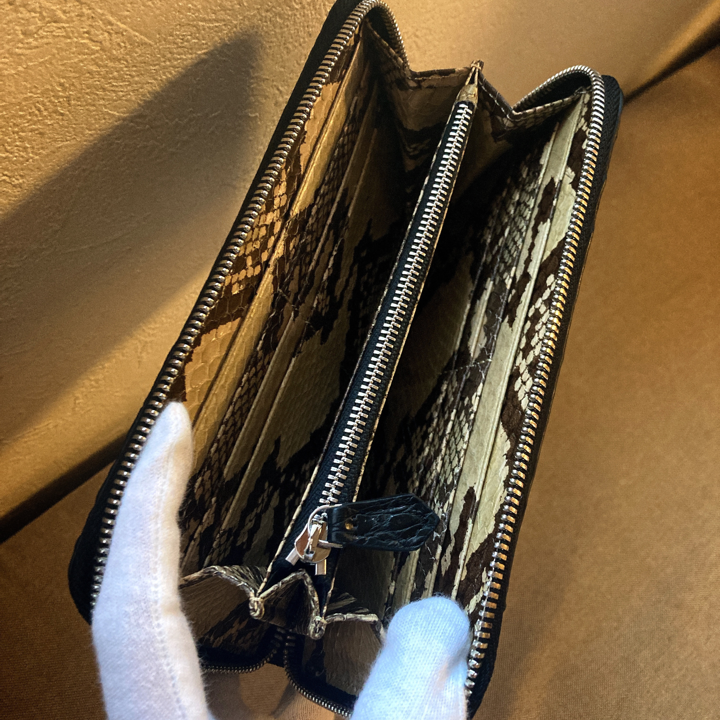 特注 クロコダイル長財布 ワニ×ヘビ 背革 小銭入れあり 一枚革 H2 長