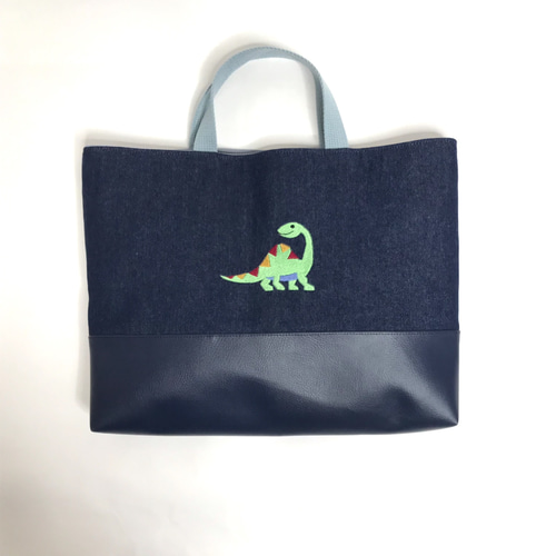レッスンバッグ  上履き入れ　体操服袋　恐竜　ヌビ　ムーンスター刺繍 入園入学セット 4点 恐竜 刺繍 ブラック ヌビ レッスンバッグ