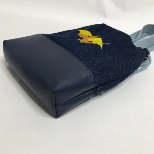 レッスンバッグ 上履き入れ　体操服袋　巾着　箸箱袋　ヌビ　恐竜刺繍 入園入学グッズ フリル 3点セットブルー【 レース・刺繍