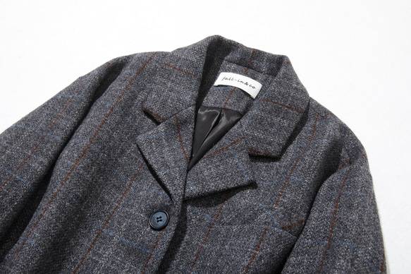 大人想穿的時尚羊毛大衣 100%義大利羊毛格子佈長外套 191205-10 第3張的照片